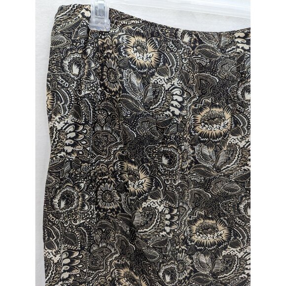 Plymouth New York Women Brown and White Silk Floral Skirt Side Zip Size 14 - Picture 2 of 8